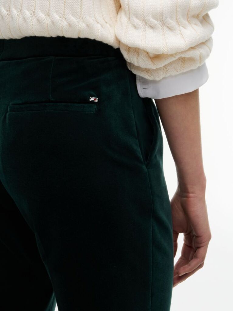 Green Slim Bootcut Velvet Trousers  Women