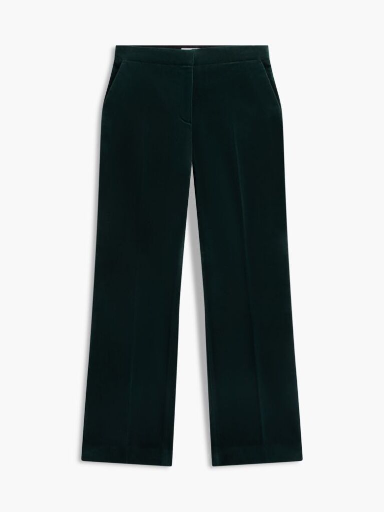 Green Slim Bootcut Velvet Trousers  Women
