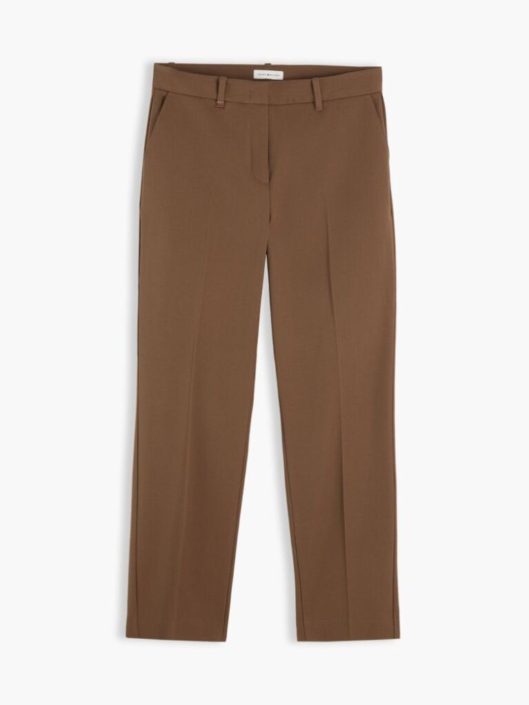 Brown Slim Straight Gabardine Trousers  Women