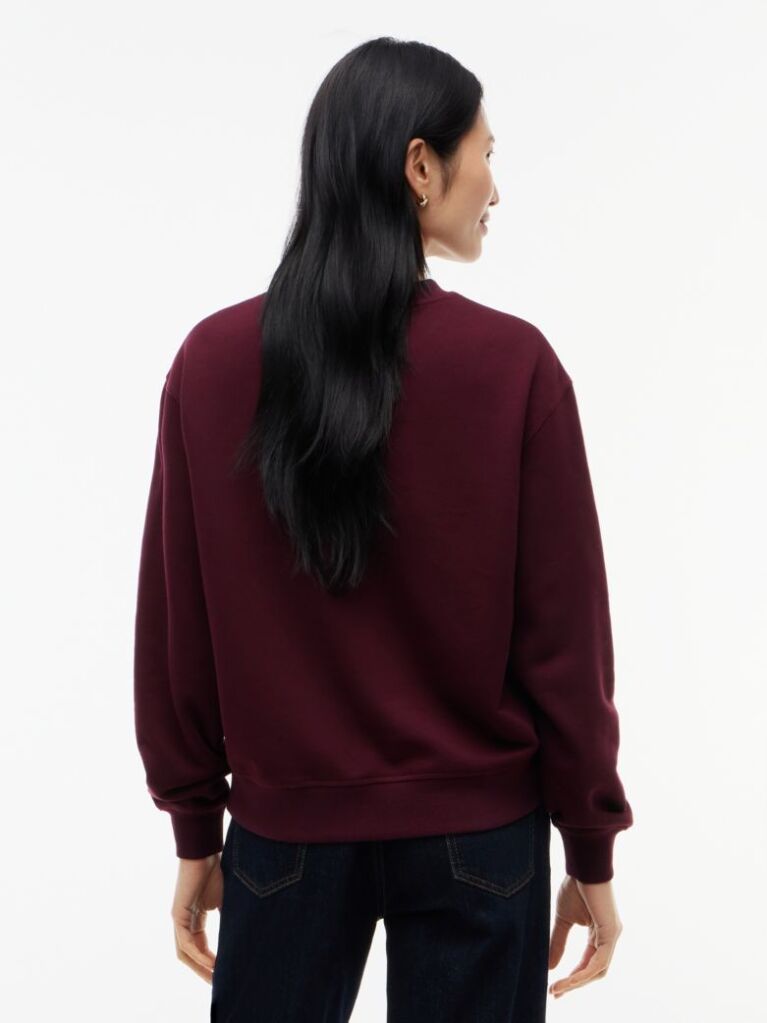 Rosu Bluza De Trening Cu Logo Tonal Si Guler Rotund  Femei