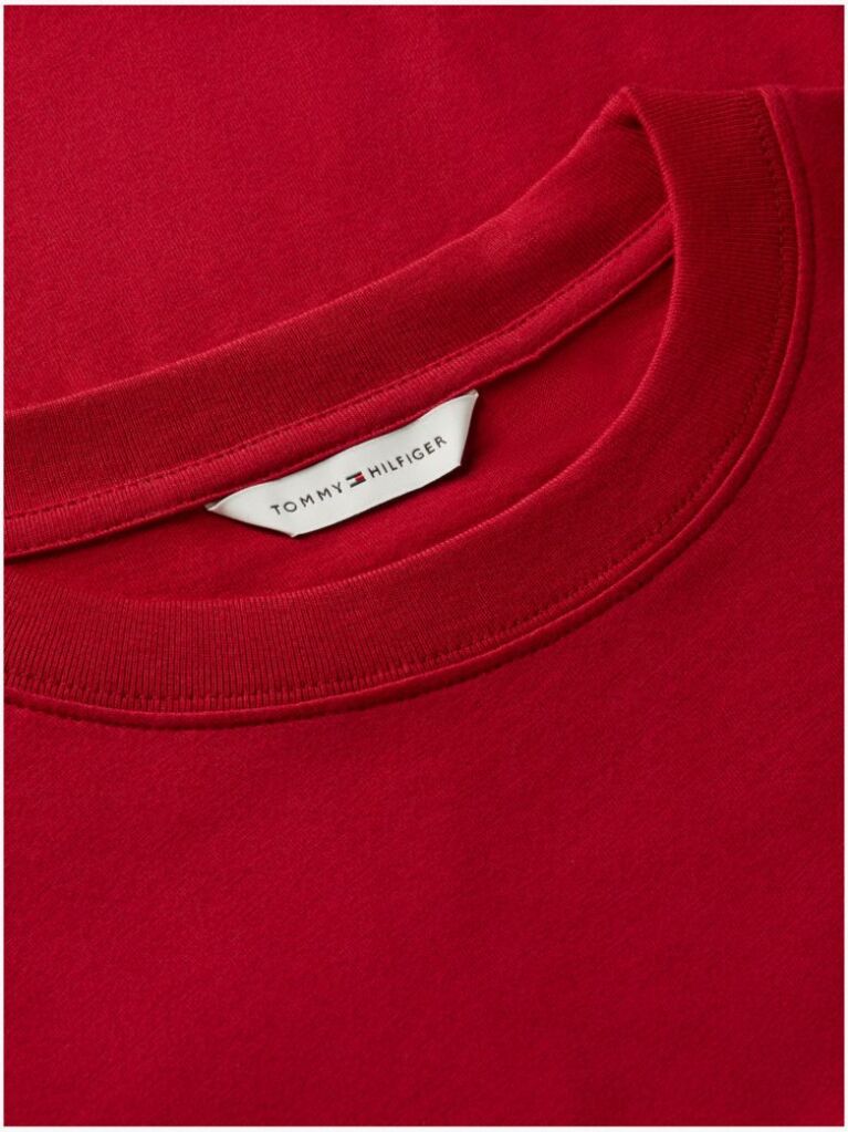 Rosu T-Shirt Din Jerseu Cu Logo Si Guler Rotund  Femei