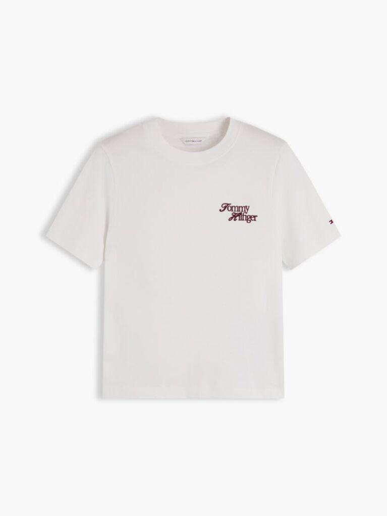 Bej T-Shirt Din Jerseu Cu Logo Si Guler Rotund  Femei