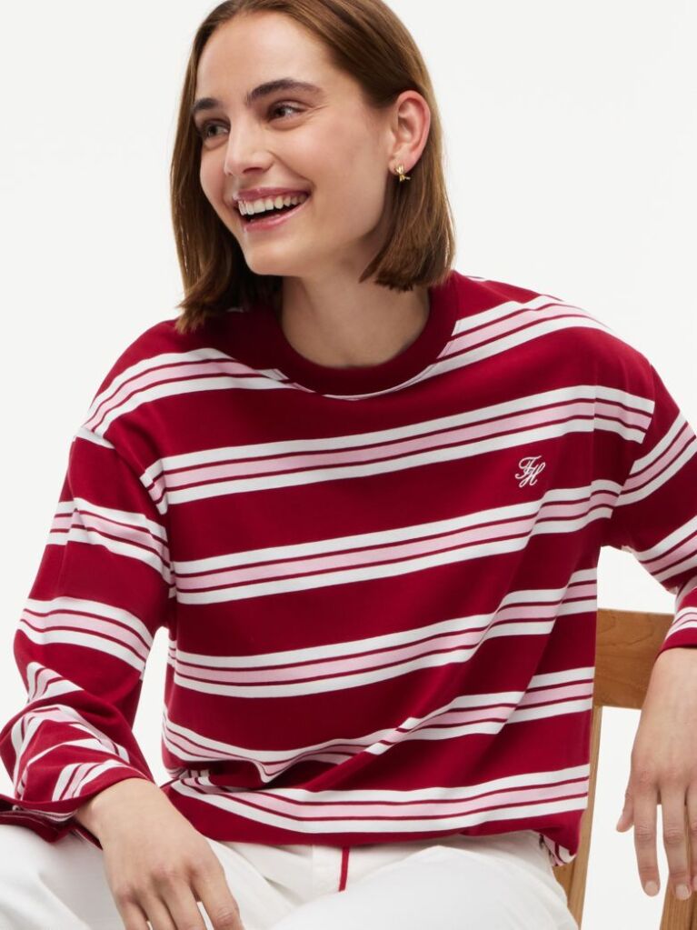 Multi T-Shirt Cu Maneca Lunga Cordon Si Dungi  Femei