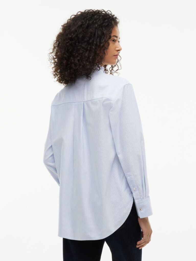 Blue Camasa Oxford Cu Guler Cu Volane   Femei