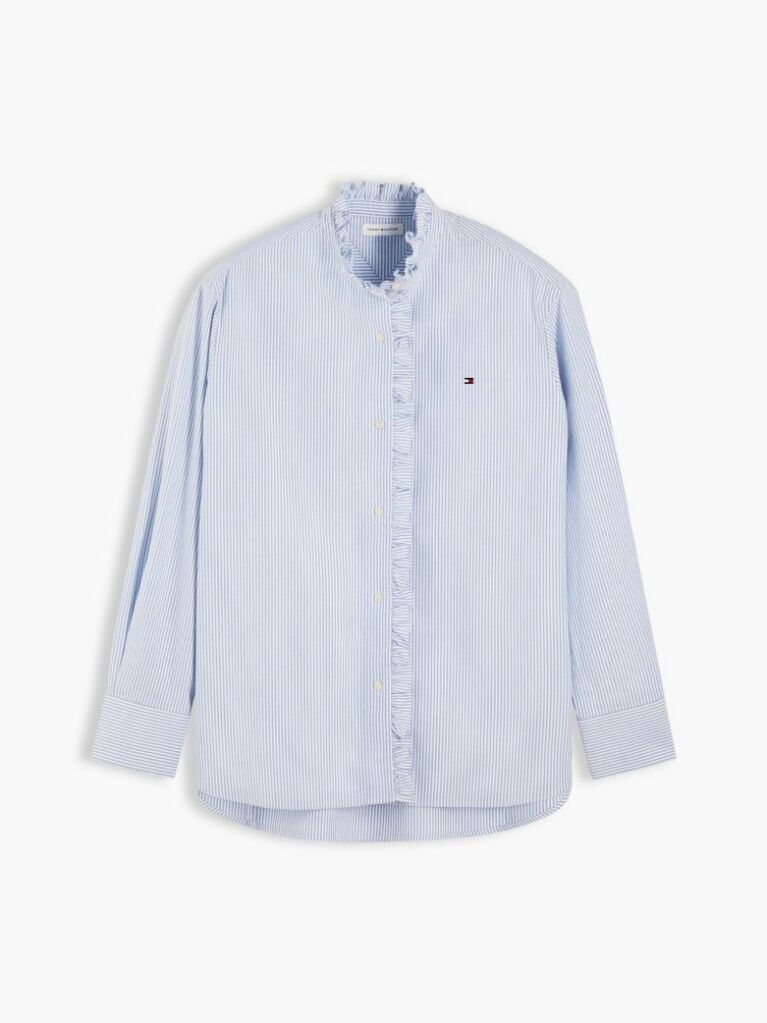 Blue Camasa Oxford Cu Guler Cu Volane   Femei