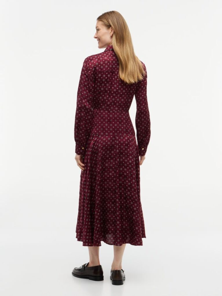 Rosu Rochie Tip Camasa Midi Jacquard  Femei