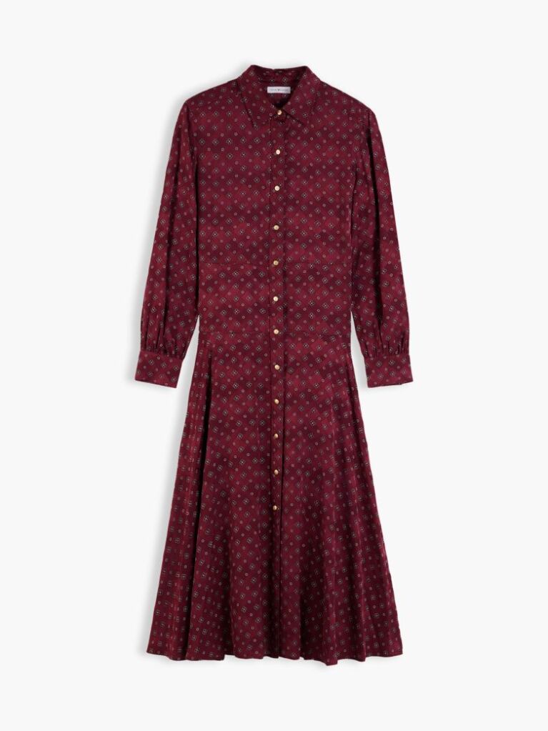 Rosu Rochie Tip Camasa Midi Jacquard  Femei