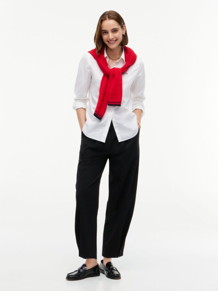 Negru Pantaloni Barrel Travel Cu Nasture  Femei