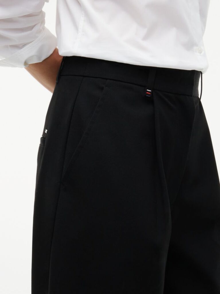 Negru Pantaloni Barrel Travel Cu Nasture  Femei